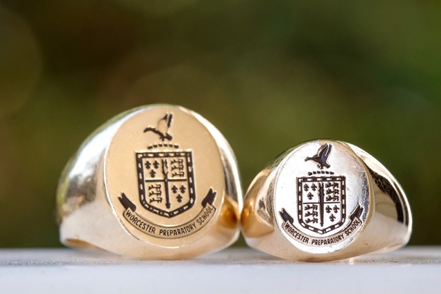 The Worcester Preparatory School crest adorns its class rings.